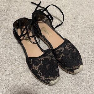 Valentino Black Lace Espadrilles